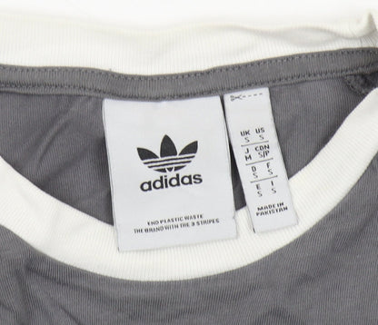 Adidas Men's Grey Cotton Logo T-Shirt Size S