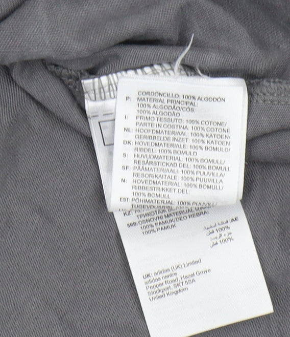 Adidas Men's Grey Cotton Logo T-Shirt Size S