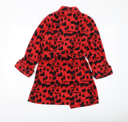 Calvin Klein Boys Red Fleece Hooded Robe M Graphic Print