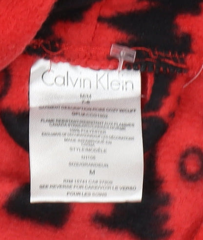 Calvin Klein Boys Red Fleece Hooded Robe M Graphic Print