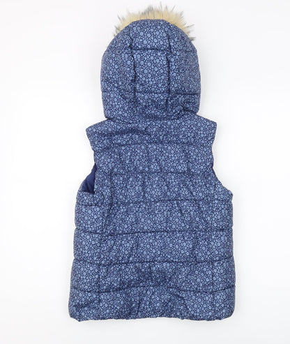 GapKids Girls Blue XXL Puffer Jacket with Fur Trim