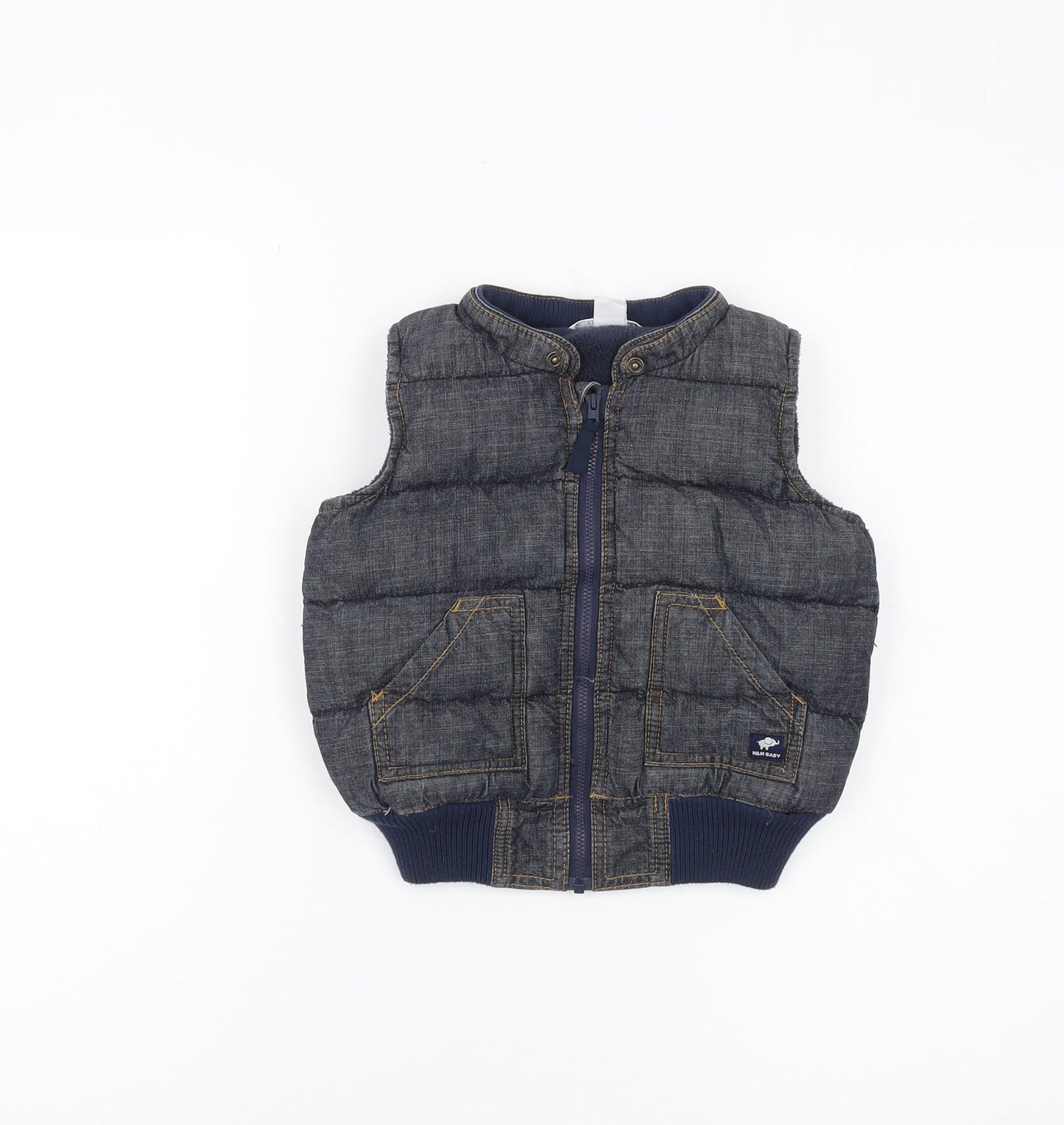 H&M Unisex Baby Grey Puffer Vest 12 Months Casual Sleeveless