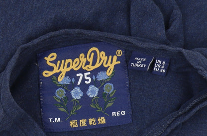 Womens UK Size 8 Superdry Blue Basic T-Shirt