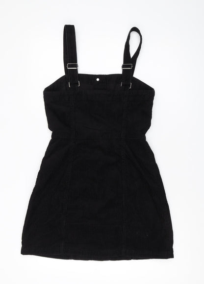 H&M Women's Black Pinafore Dress, Size 10, Corduroy, Sleeveless