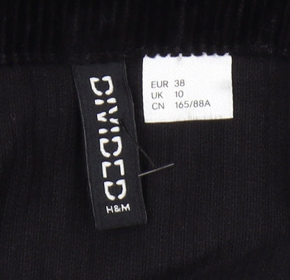 H&M Women's Black Pinafore Dress, Size 10, Corduroy, Sleeveless