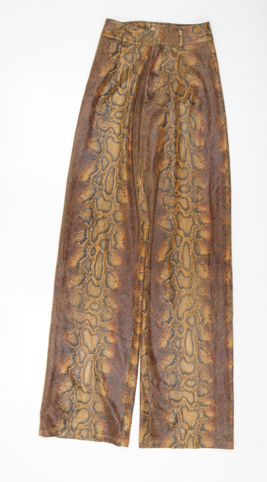 Oh Polly Women's Brown Animal Print Trousers