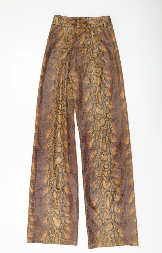 Oh Polly Women's Brown Animal Print Trousers