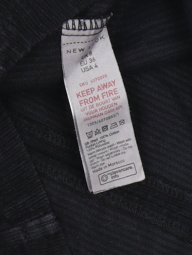 New Look Women's Black Corduroy Mini Skirt Size 8