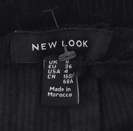 New Look Women's Black Corduroy Mini Skirt Size 8