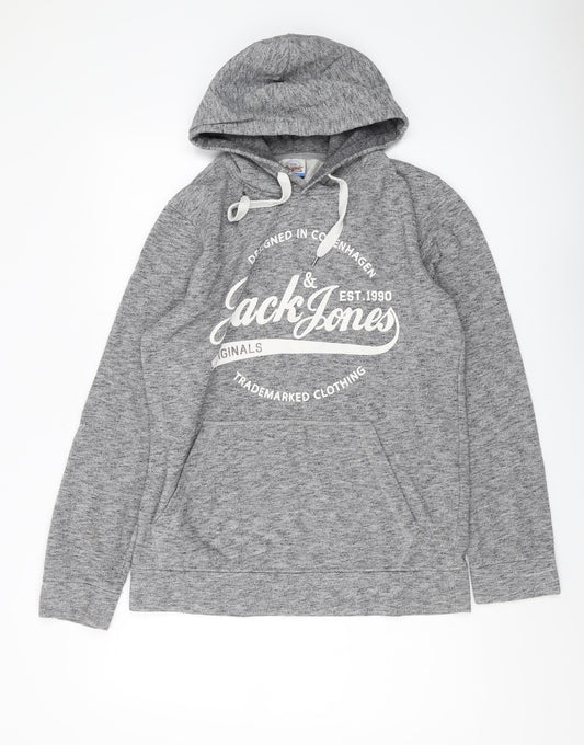 Mens UK Size L JACK & JONES Grey Pullover Hoodie