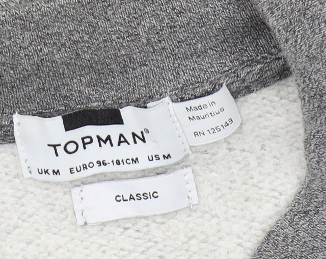 Topman Men's Grey Full Zip Sweatshirt M Classic