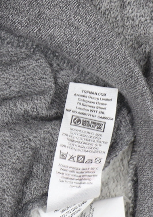 Topman Men's Grey Full Zip Sweatshirt M Classic