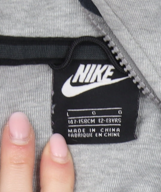 Nike Boys Grey Full Zip Hoodie - Size L, Activewear Essential