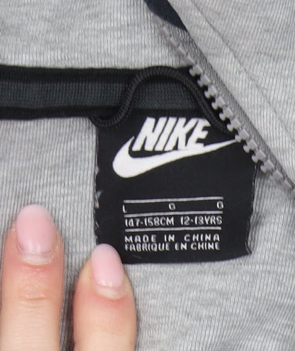 Nike Boys Grey Full Zip Hoodie - Size L, Activewear Essential