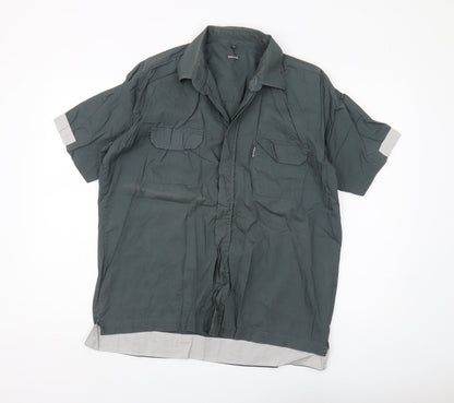 Reute Men's Large Green Short Sleeve Button-Up Shirt