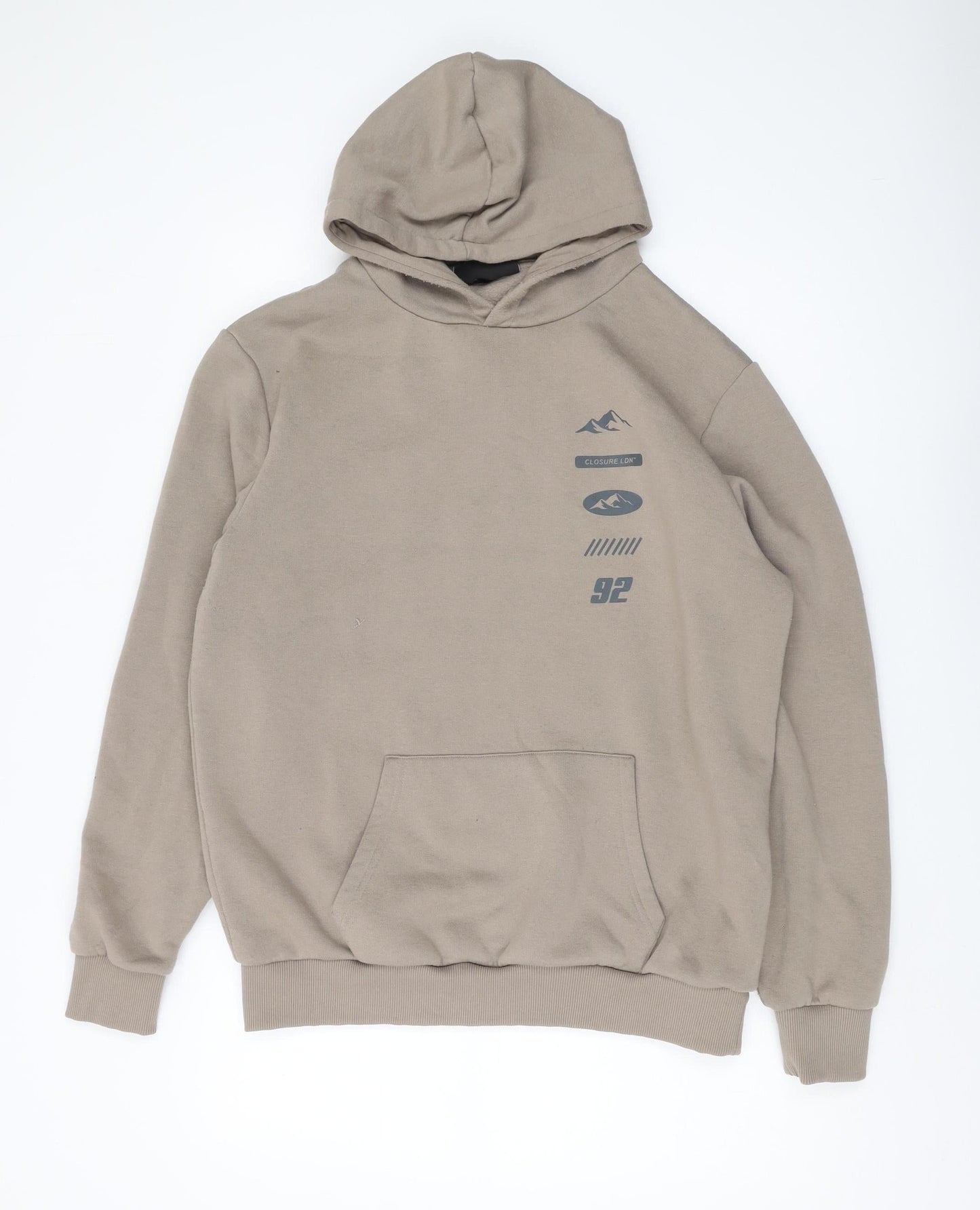 Mens UK Size L Closure London Beige Pullover Hoodie