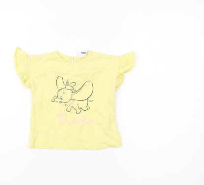 LC Waikiki Girls Yellow Dumbo T-Shirt, 12-18 Months, 100% Cotton