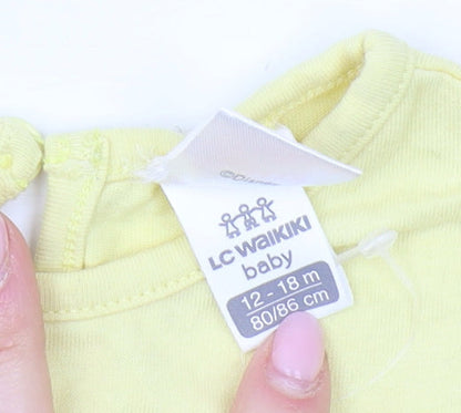 LC Waikiki Girls Yellow Dumbo T-Shirt, 12-18 Months, 100% Cotton