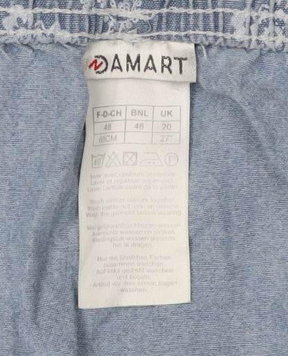 Damart Women's Blue Paisley A-Line Cotton Skirt