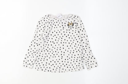 Disney Girls White Polka Dot Minnie Mouse Long Sleeve T-Shirt