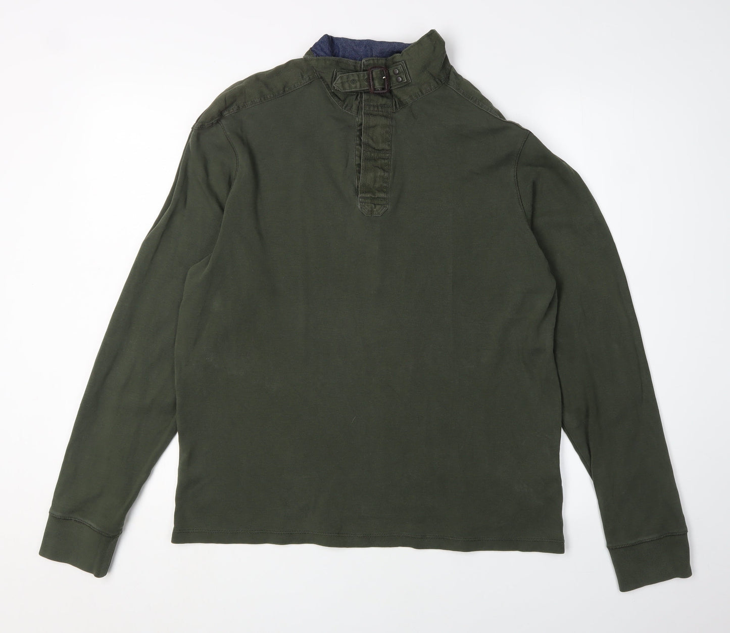 Ted Baker Men's Green Long Sleeve Buckle Neck T-Shirt