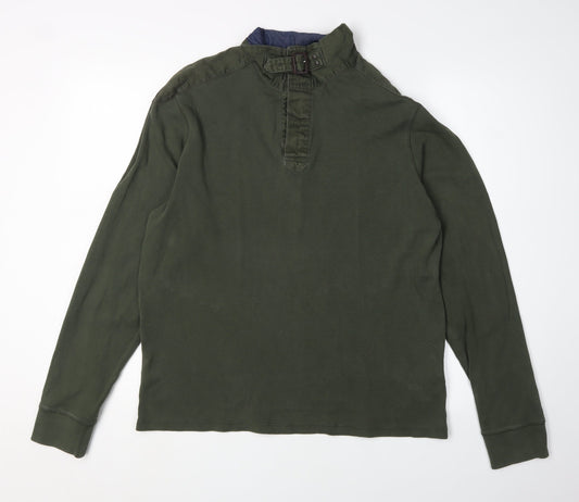 Ted Baker Men's Green Long Sleeve Buckle Neck T-Shirt