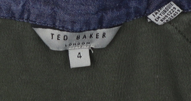 Ted Baker Men's Green Long Sleeve Buckle Neck T-Shirt