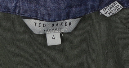 Ted Baker Men's Green Long Sleeve Buckle Neck T-Shirt