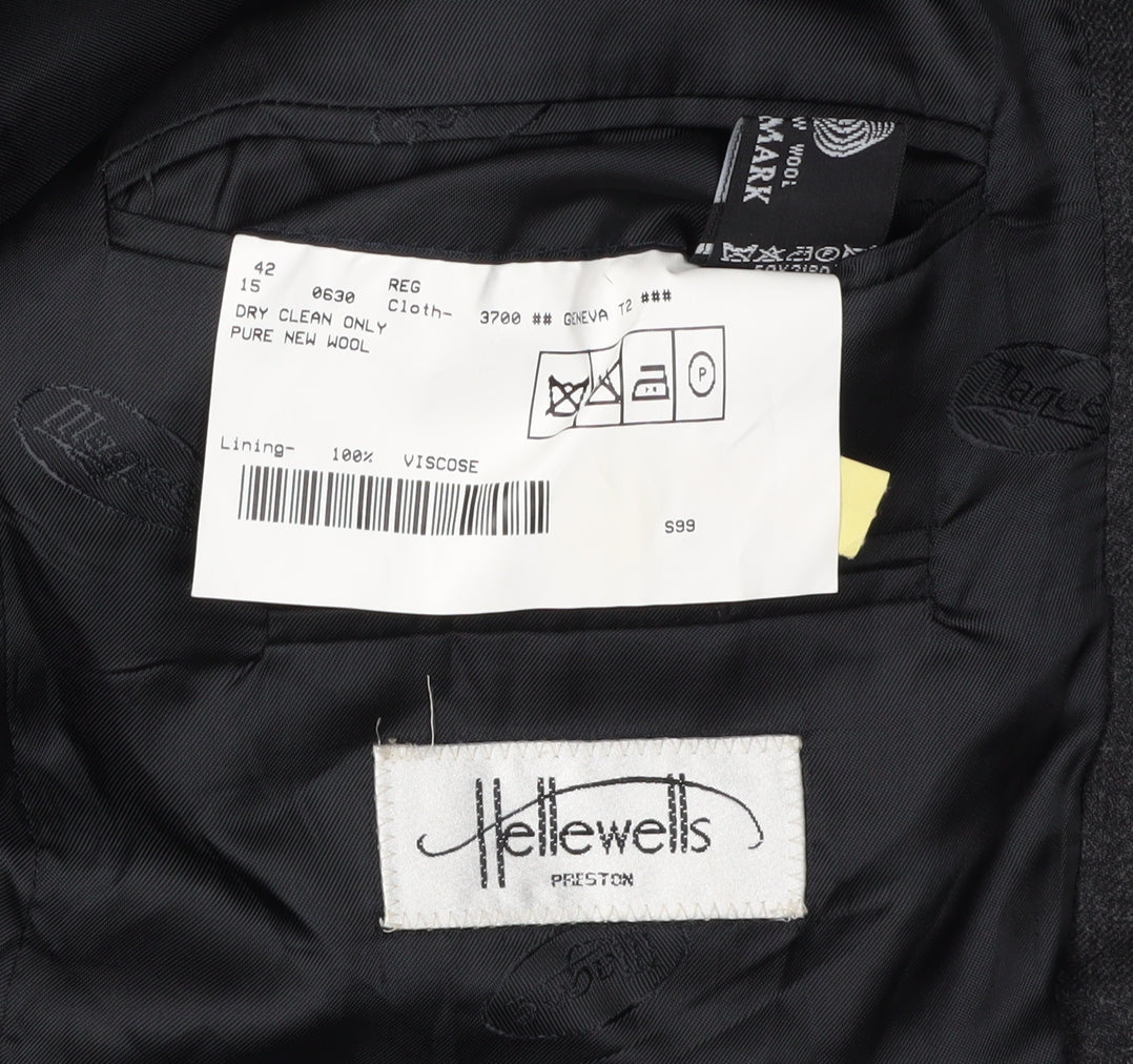 Hellewells Men's Black Wool Blazer - 42 Regular, Classic Look