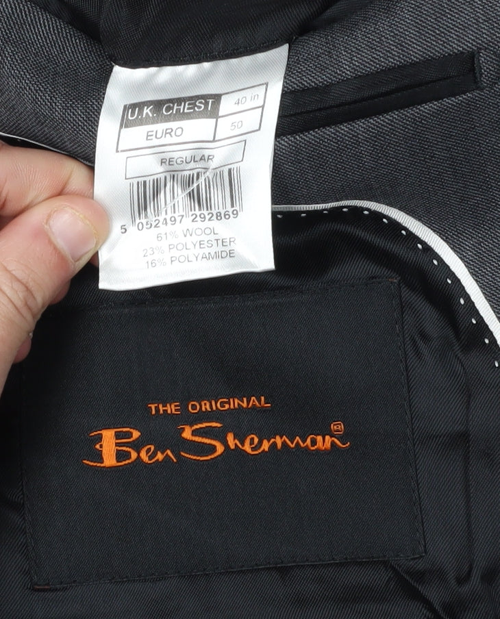 Mens UK Size 40 Ben Sherman Regular Grey Suit Jacket