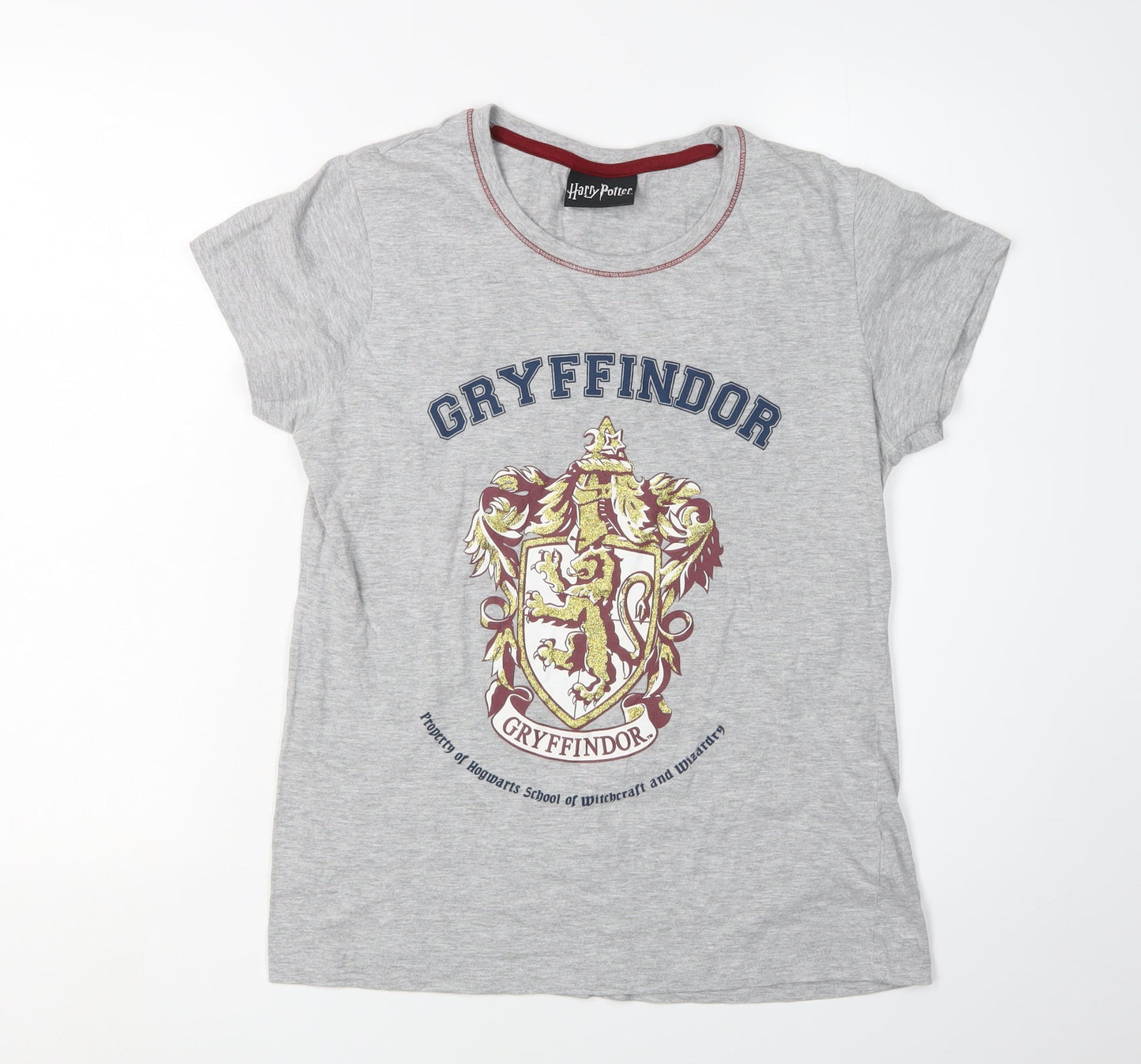 Womens UK Size S Harry Potter Grey Basic T-Shirt