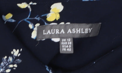 Laura Ashley Women's Blue Floral Button-Up Shirt Size 12