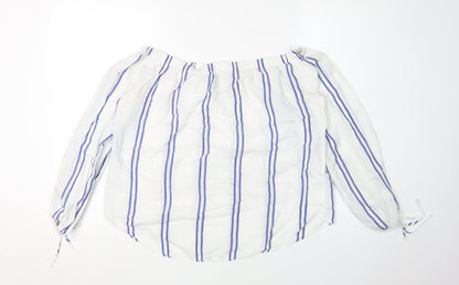 Abercrombie & Fitch Women's White Striped Tunic Blouse, S