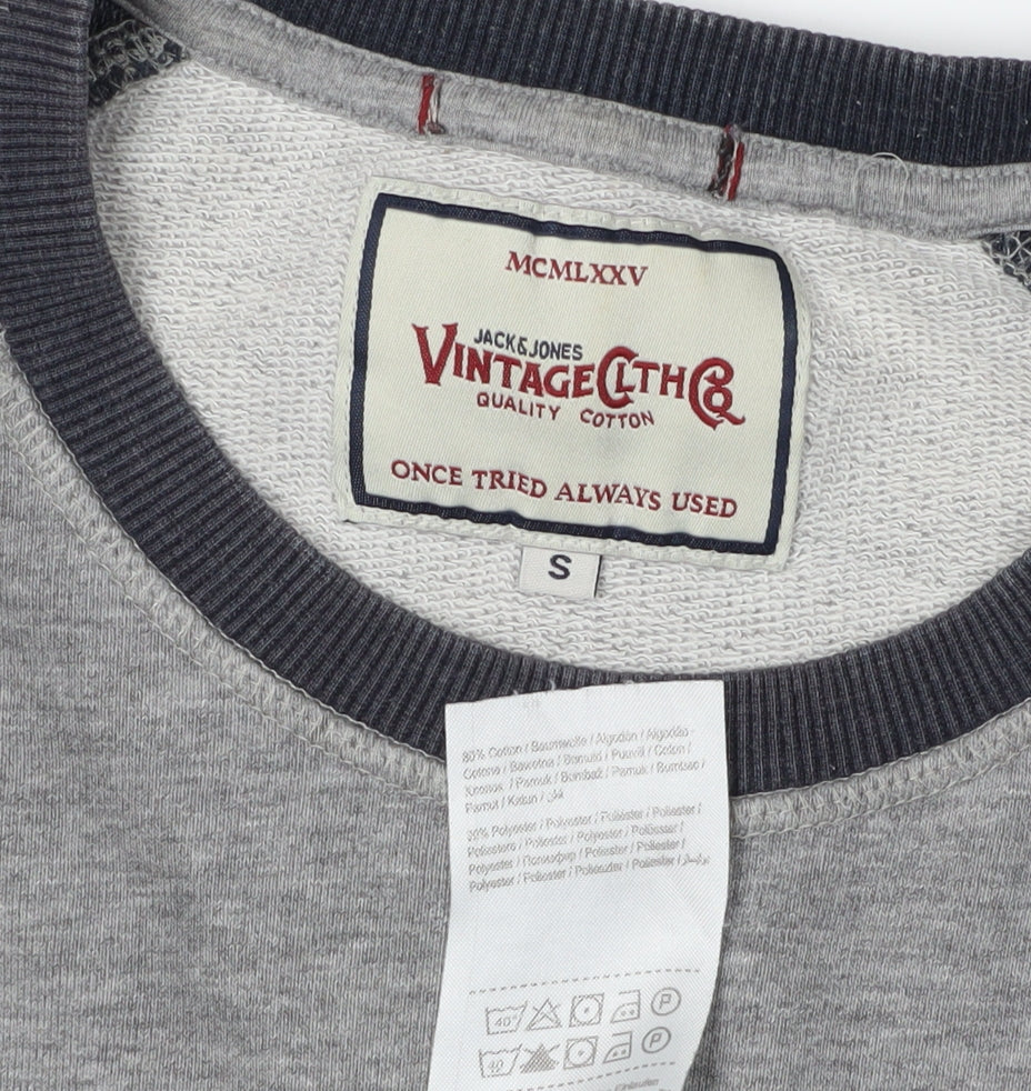 Mens UK Size S JACK & JONES Grey Pullover Sweatshirt