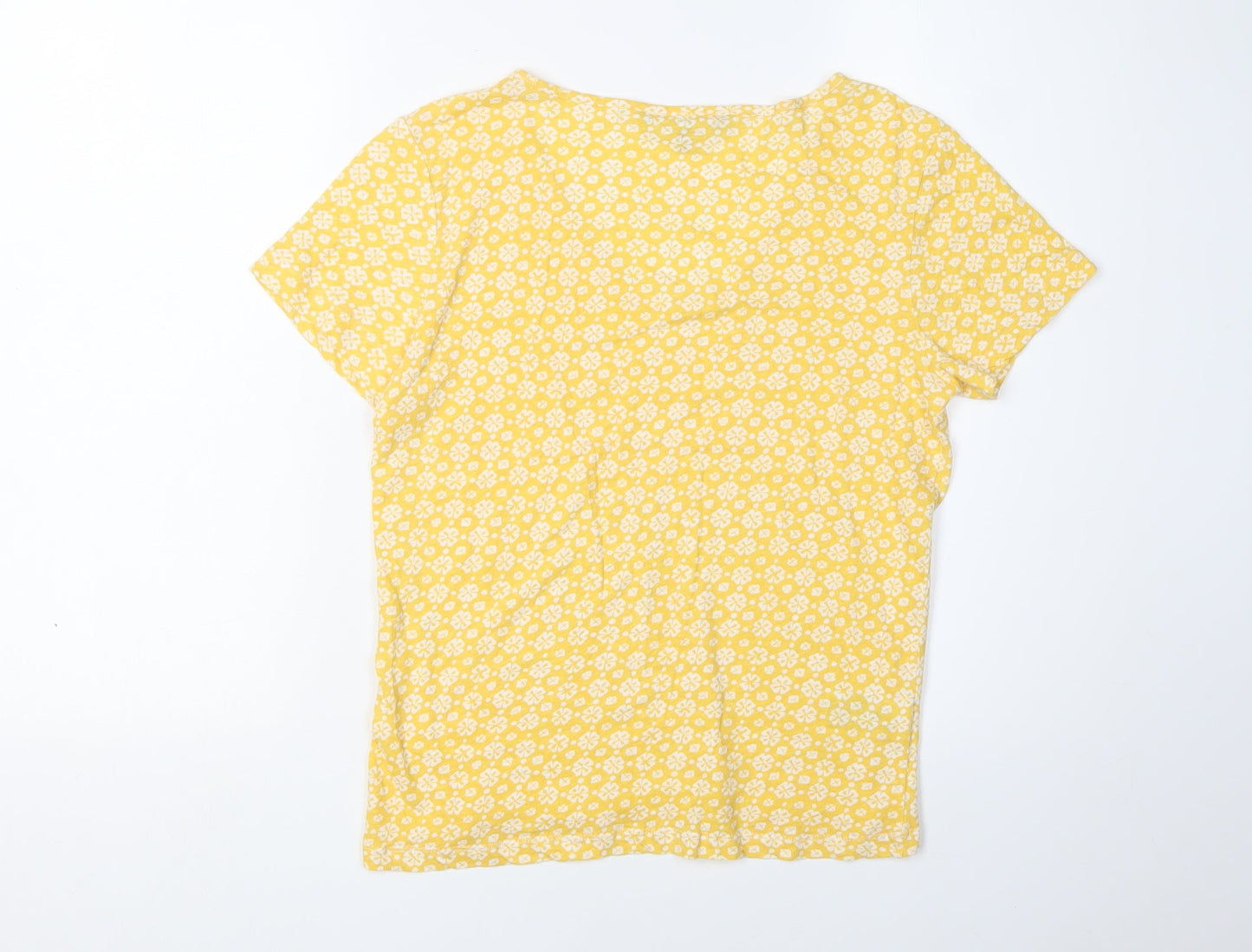 Laura Ashley Women's Yellow Floral V-Neck T-Shirt