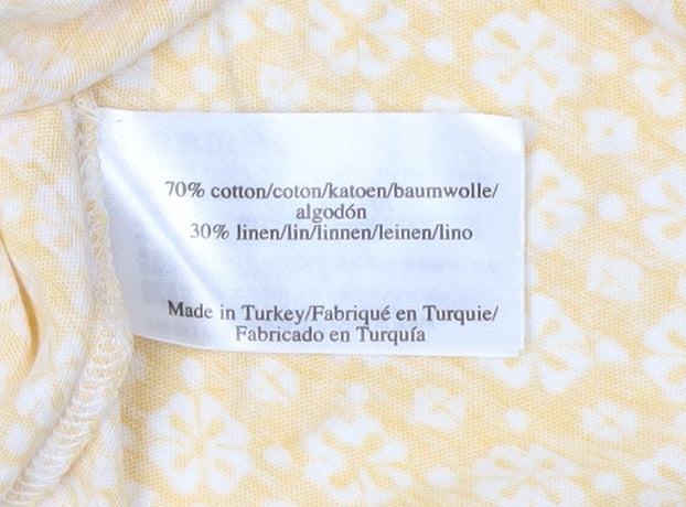 Laura Ashley Women's Yellow Floral V-Neck T-Shirt