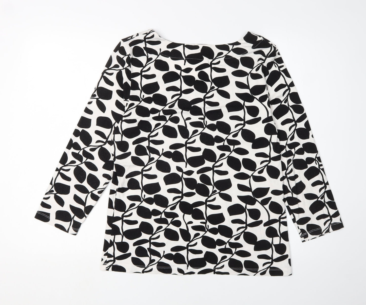 Austin Reed Women's Black Floral Blouse, Size L, Scoop Neck