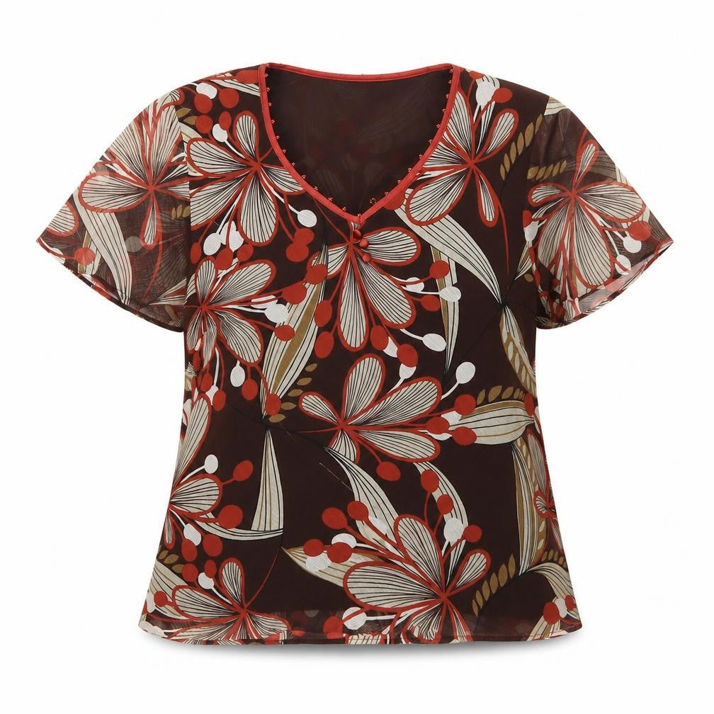 Womens UK Size 12 Jacques Vert Brown Tunic Blouse