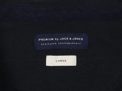 Jack & Jones Men's Black Polo Shirt, Size L, Cotton