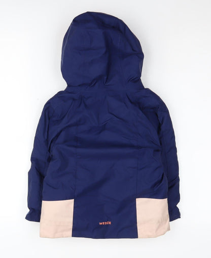 Wedze Girls Blue Beige Ski Jacket 3-4 Years Hooded Winter