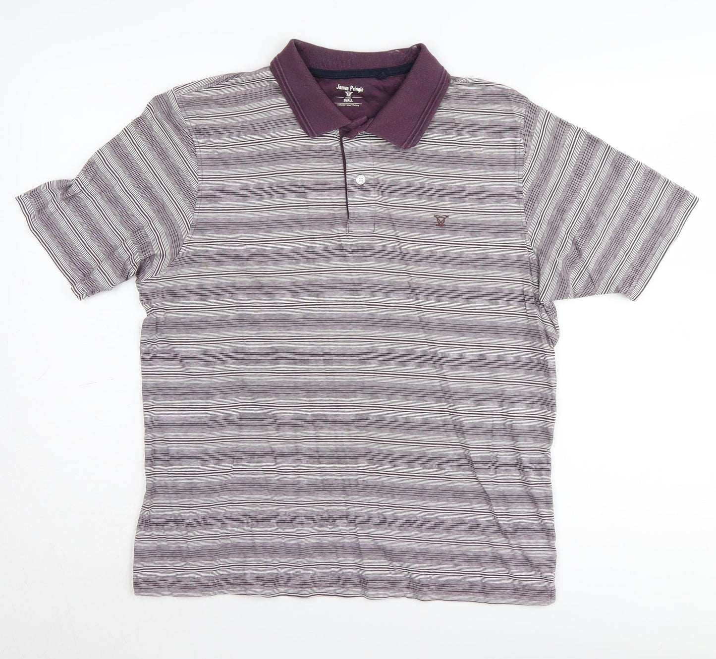 James Pringle Men's Purple Striped Polo Shirt S