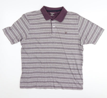 James Pringle Men's Purple Striped Polo Shirt S