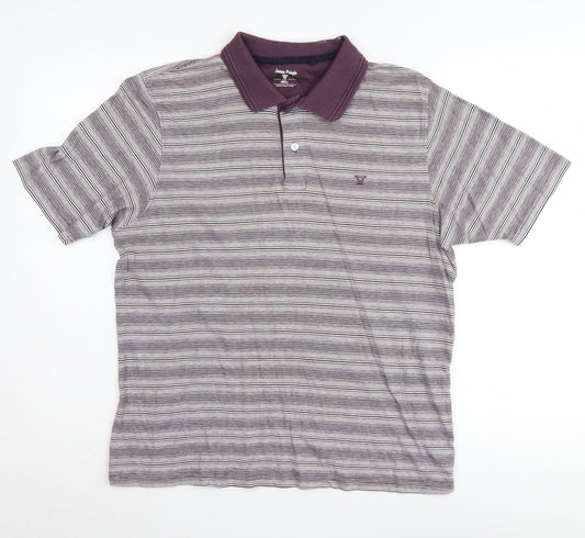 James Pringle Men's Purple Striped Polo Shirt S