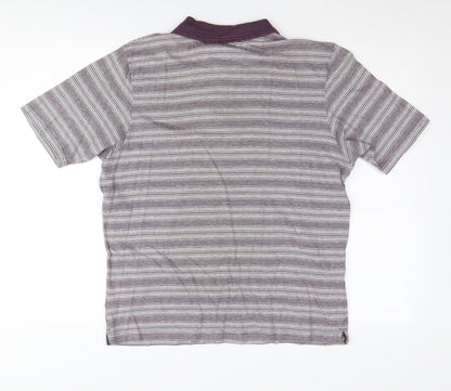 James Pringle Men's Purple Striped Polo Shirt S