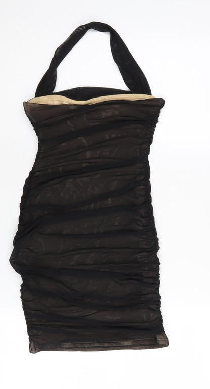 Oh Polly Women Black Strapless Bodycon Dress Size 8