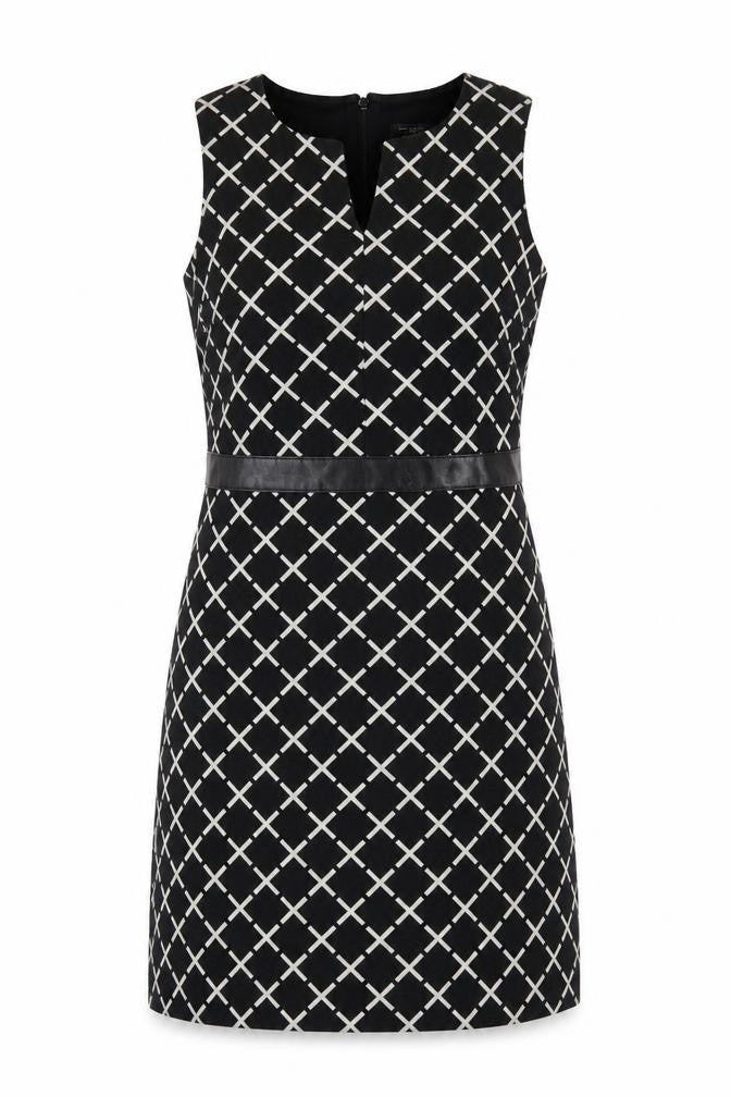 Ann Taylor Petite Women’s Black Geometric Sheath Dress Size 8