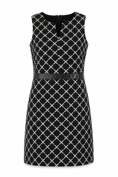 Ann Taylor Petite Women’s Black Geometric Sheath Dress Size 8