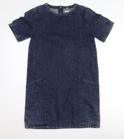 TOPSHOP Women’s Blue Denim Shift Dress Size 6
