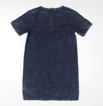 TOPSHOP Women’s Blue Denim Shift Dress Size 6