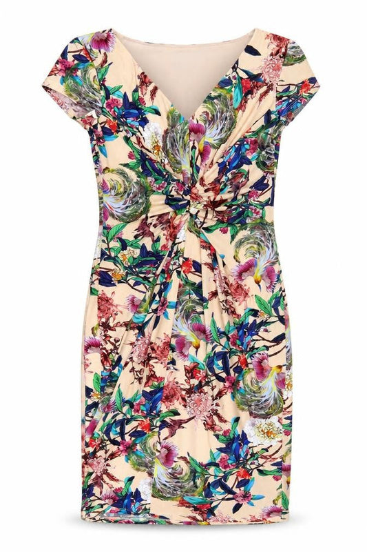 Front view of Linea Women's Multicoloured Floral Bodycon Dress, size 10